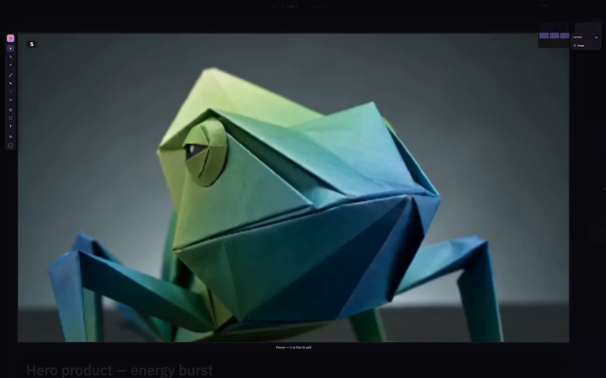 Focus mode: one panel opened fullscreen with drawing tools